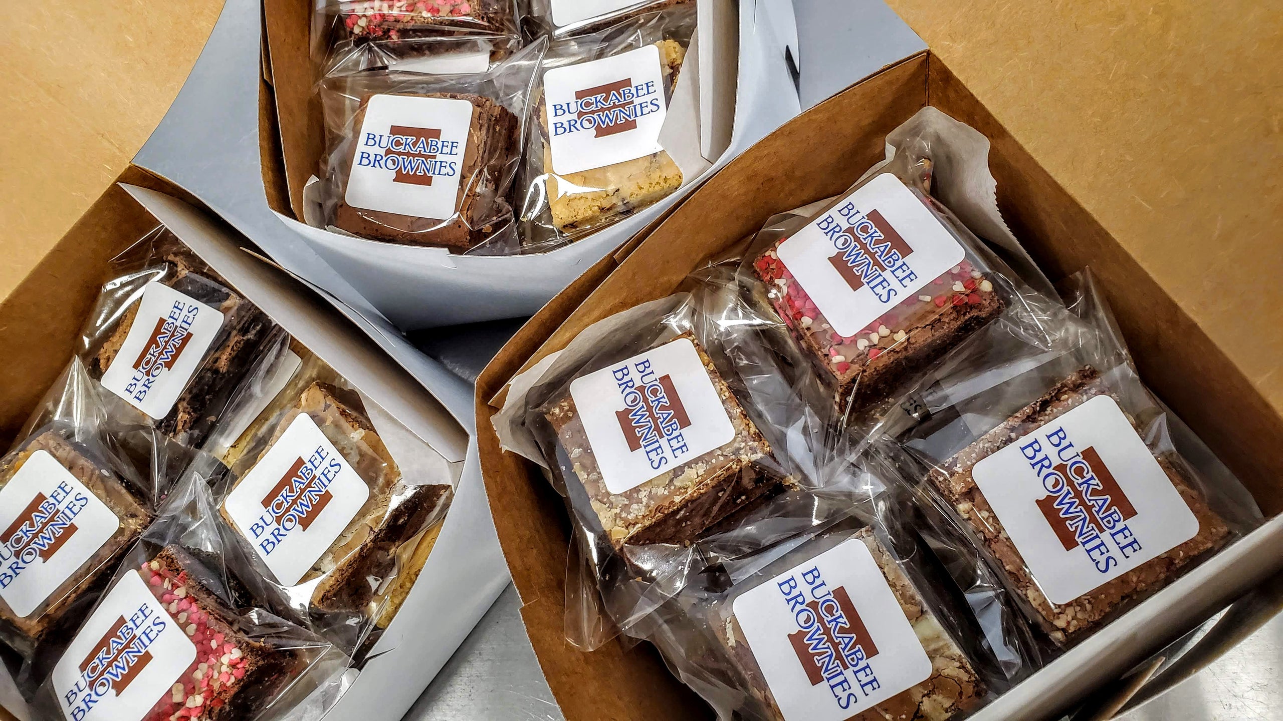 A box of a dozen brownies shipped to you Buckabee Brownies